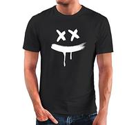 Neverless® Herren T-Shirt Bedruckt Aufdruck Creepy Smile Sneaky Print Fashion Streetstyle schwarz L