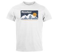 Neverless® Herren T-Shirt Berge Wandern Berg-Grafik Vintage Retro Style Männer Fashion Streetstyle Weiss M