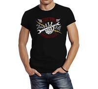 Neverless Herren T-Shirt Biker Motorrad Custom Motorcycles Slim Fit Schwarz L