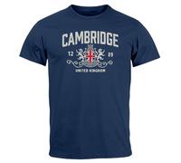 Neverless® Herren T-Shirt Cambridge United Kingdom Union Jack England Print Retro Aufdruck Fashion Streetstyle Navy XL