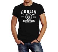 Neverless® Herren T-Shirt Dublin Irland Retro Design Aufdruck Print Schrift Fashion Streetstyle schwarz XL