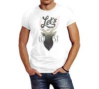 Neverless Herren T-Shirt Hirsch Geweih Kopf Deer - Let`s get Lost - Adventure Slim Fit weiß-olivgrün 4XL