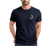 Neverless® Herren T-Shirt Hirsch Wald-Tiere Printshirt Logo Aufdruck Outdoor Fashion Streetstyle Navy 3XL