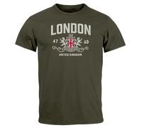 Neverless® Herren T-Shirt London United Kingdom Union Jack England Print Retro Aufdruck Fashion Streetstyle Army XXL