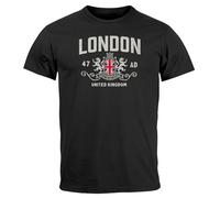 Neverless® Herren T-Shirt London United Kingdom Union Jack England Print Retro Aufdruck Fashion Streetstyle schwarz M