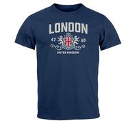 Neverless® Herren T-Shirt London United Kingdom Union Jack England Print Retro Aufdruck Fashion Streetstyle Navy S