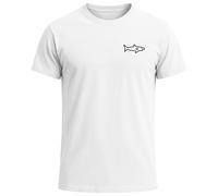 Neverless® Herren T-Shirt mit Hai Print - Kurzarm Shirt mit dezentem Shark Logo auf der Brust - Baumwolle - Maritimer Sommer-Look Weiss 3XL