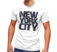 Neverless® Herren T-Shirt New York City Schriftzug Print Fashion Streetstyle weiß 4XL