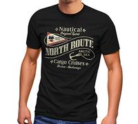 Neverless® Herren T-Shirt North Route Nautik Anker Adventure Printshirt Fashion Streetstyle schwarz L