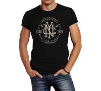 Neverless® Herren T-Shirt NYC Logo Print New York City Built for Eternity Schriftzug Fashion Streetstyle Slim Fit Schwarz XXL