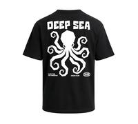 Neverless® Herren T-Shirt - Oktopus - Oversized Relaxed Fit Printshirt Sommer Fashion Streetstyle Schwarz M
