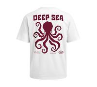 Neverless® Herren T-Shirt - Oktopus - Oversized Relaxed Fit Printshirt Sommer Fashion Streetstyle Weiss M