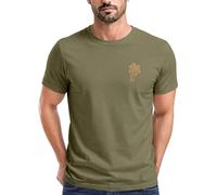 Neverless® Herren T-Shirt Palme Logo Print Sommer Badge Emblem Minimal Line Art Fashion Streetstyle Army M