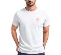 Neverless® Herren T-Shirt Palme Logo Print Sommer Badge Emblem Minimal Line Art Fashion Streetstyle Weiss S