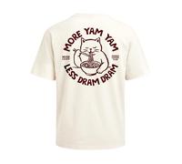 Neverless® Herren T-Shirt - Ramen Lovers Club - Printshirt Oversized Relaxed Fit Sommer Fashion Streetstyle Hell-beige L