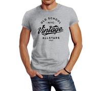 Neverless® Herren T-Shirt Schriftzug Oldschool Vintage Allstars Fashion Streetstyle Grau XS