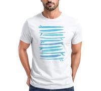 Neverless® Herren T-Shirt Surfboards South Beach California USA Sommer Surfing Fashion Streetstyle Weiss-Tuerkis 4XL