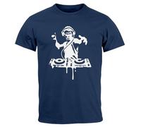 Neverless® Herren T-Shirt Techno DJ Bruce Lee Parodie Printshirt Tanzen Elekronische Musik Fashion Navy M