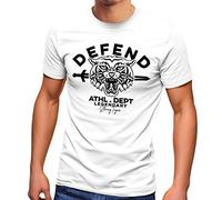Neverless® Herren T-Shirt Tiger Print Schriftzug Athletic Legendary Fashion Streetstyle Sword weiß L