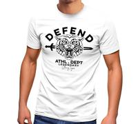 Neverless® Herren T-Shirt Tiger Print Schriftzug Athletic Legendary Fashion Streetstyle Weiss L