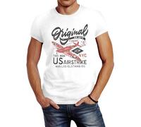 Neverless® Herren T-Shirt US Airforce Army Motiv Spitfire Flugzeug Vintage Motiv Retro Schriftzug Fashion Weiss XXL