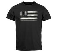 Neverless® Herren T-Shirt USA Flagge Print Retro Style Männer Fashion Streetstyle Schwarz M