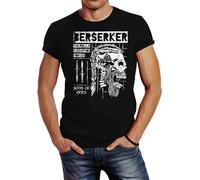 Neverless® Herren T-Shirt Valhalla Berserker Ragnar Lodbrok Sons of Odin Totenkopf Fashion Streetstyle Schwarz 3XL