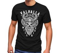 Neverless® Herren T-Shirt Valhalla Will Rise Viking Helm Odin Krieger Fashion Streetstyle Schwarz 4XL