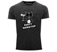 Neverless® Herren T-Shirt Vintage Shirt Printshirt Party Non-Stop Mops Used Look Slim Fit schwarz XL