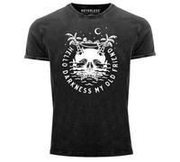 Neverless® Herren T-Shirt Vintage Shirt Spruch Skull Palmen Printshirt Aufdruck Used Look Slim Fit