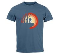 Neverless® Herren T-Shirt Wander-Motiv Trekking Aufdruck Printshirt Outdoor Fashion Streetstyle Denim Blue XL