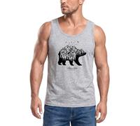 Neverless Herren Tank-Top Abenteuer Bär Berge Wald Bear Mountains Adventure Muskelshirt Muscle Shirt Grau S