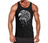 Neverless Herren Tank-Top Adler Aufdruck schwarz M