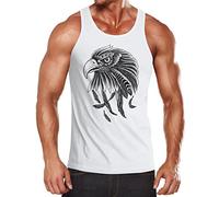 Neverless Herren Tank-Top Adler Aufdruck weiß L