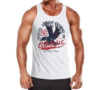 Neverless Herren Tank Top Athletic Adler Eagle Sport College Muskelshirt Muscle Shirt Achselshirt weiß L