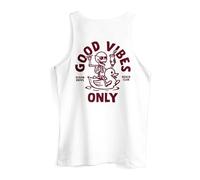 Neverless® Herren Tank-Top Backprint Good Vibes Only Quitsche-Ente Motivprint Rückendruck Sommer Muskelshirt weiß 3XL