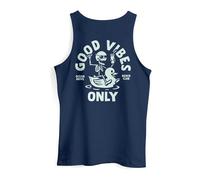 Neverless® Herren Tank-Top Backprint Good Vibes Only Quitsche-Ente Motivprint Rückendruck Sommer Muskelshirt Navy 3XL