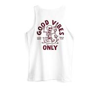 Neverless® Herren Tank-Top Backprint Good Vibes Only Quitsche-Ente Motivprint Rückendruck Sommer Muskelshirt Weiss XXL