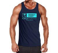 Neverless® Herren Tank-Top California Print Ocean Drive Kalifornien Palme Sommer Fashion Streetstyle Muskelshirt Muscle Shirt Navy L