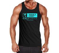 Neverless® Herren Tank-Top California Print Ocean Drive Kalifornien Palme Sommer Fashion Streetstyle Muskelshirt Muscle Shirt schwarz M