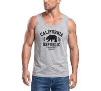 Neverless® Herren Tank-Top California Republic Kalifornien Golden State Grizzly Bär Bear Logo Muskelshirt Muscle Shirt Grau XXL