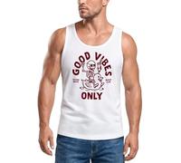 Neverless® Herren Tank-Top Good Vibes Only Quietsche-Ente Motivprint Sommer Fashion Muskelshirt Weiss S