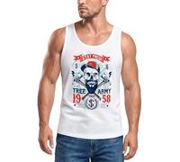 Neverless Herren Tank Top Hipster modern Lumberjack Stay Fresh Skull Totenkopf Muskelshirt Weiss M