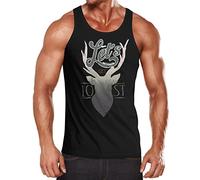 Neverless Herren Tank Top Hirsch Geweih Kopf Deer - Let`s get Lost - Adventure Muskelshirt schwarz 3XL