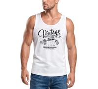Neverless Herren Tank Top Hot Rod Retro Auto Vintage Car Oldschool Mobile Muskelshirt Achselshirt Weiss XL