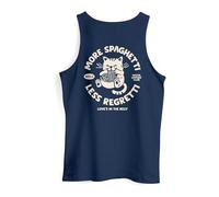 Neverless® Herren Tank-Top Katze Backprint Pasta Lovers Fashion Streetstyle Muskelshirt Sommer Fashion Navy L