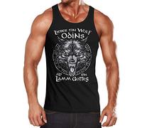 Neverless® Herren Tank-Top Lieber EIN Wolf Odins als EIN Lamm Gottes Wikinger nordische Mythologie Muskelshirt Muscle Shirt schwarz 3XL