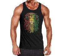 Neverless® Herren Tank-Top Löwe Jamaica Reaggae Musik Rasta Lion Muskelshirt Muscle Shirt schwarz 3XL