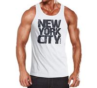 Neverless® Herren Tank-Top New York City Schriftzug Print Fashion Streetstyle Muskelshirt weiß XL
