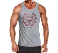 Neverless® Herren Tank-Top Schriftzug Oldschool Print Tiger Bedruck Muskelshirt Muscle Shirt Grau-rot XXL